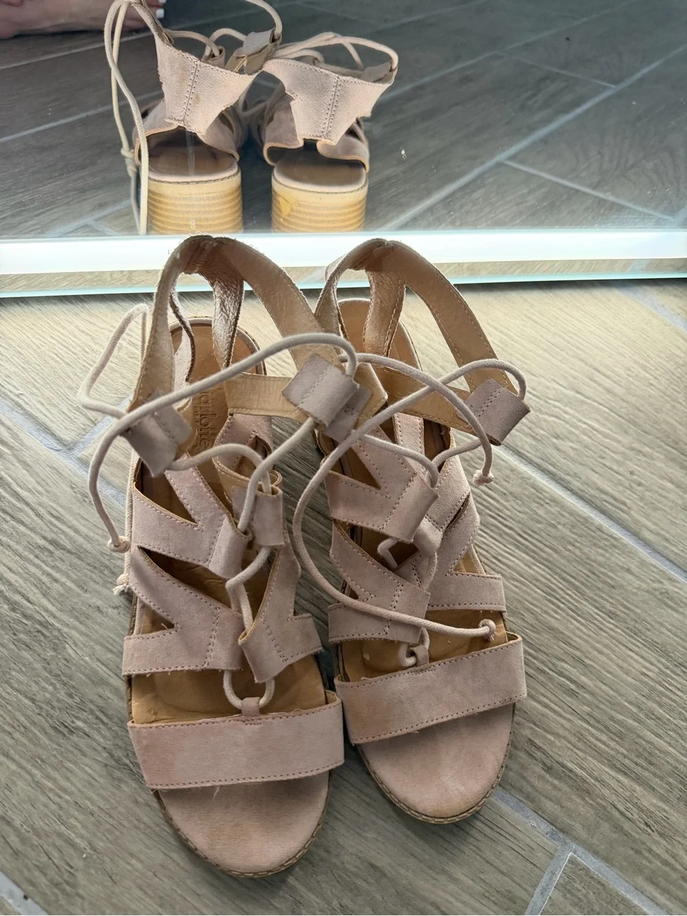 Charlotte Russe Lace-Up Cutout Block Heel Sandals